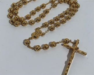 Lot #273 gold tone rosary, $12