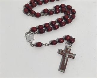 Lot #278 brown wooden rosary, $10