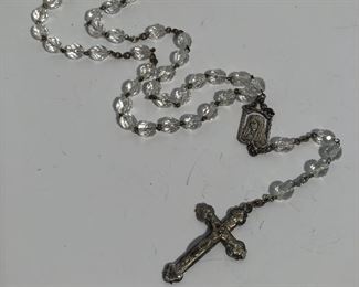 Lot #284 Italy marked crystal rosary, $14