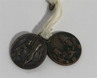 Lot #322 two medals on ribbon marked France, $14
