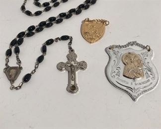 Lot #330 Terra rosary and two medals, $18/all 3 pieces