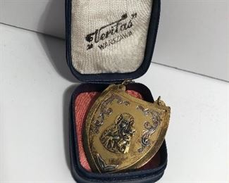 Lot #342 medal with filigree edge in case, $14