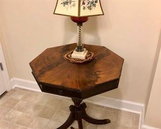 Mersman wooden table and lamp https://ctbids.com/#!/description/share/410206