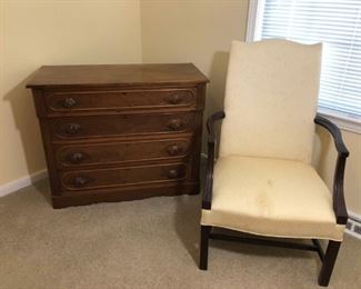 Antique Dresser and Upholstered Chair https://ctbids.com/#!/description/share/410245