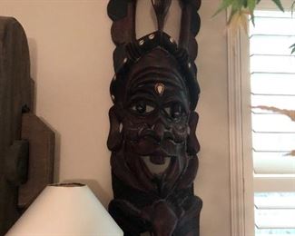 Large wood carved wall mask