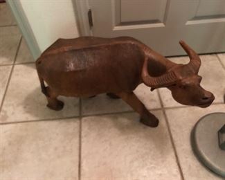 carved wood water buffalo