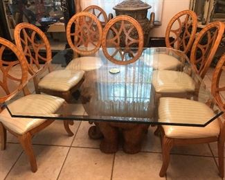 never used Ashley Elephant base dining room table with 8 chairs
