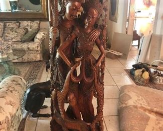 Southeast Asian large wood carved figure