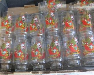 16 vintage Coca-Cola/McCrorys Christmas Glasses. Features Sanata on sleigh. Excellent condition. $30 for all.