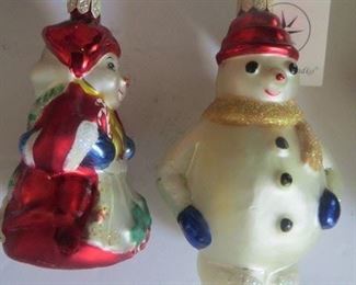 Radko Gems:  2 sided-Mr and Mrs Snowman  Little Cool Couple from 1999:  $25      Snowman from 1999   $25