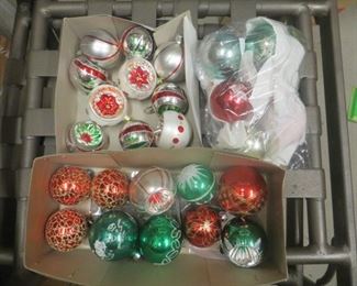Boxes of vintage glass balls and indents