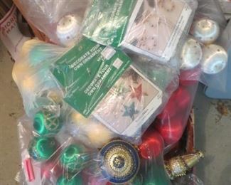 HUGE assortment of vintage satin balls (have styrofoam), some bead ornaments and a few NIB vintage bead kits.