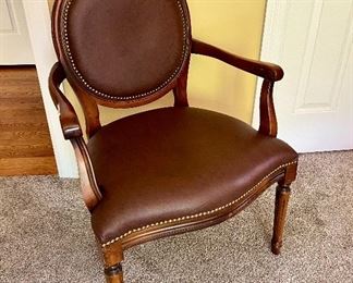 Leather nailhead arm chair