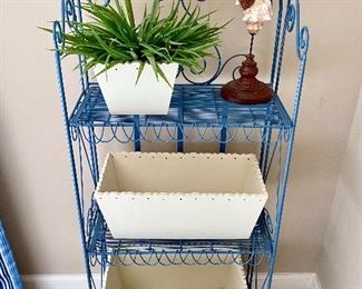 Blue wire shelf baskets
