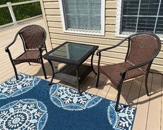 Outdoor rattan wicker Chairs Patio chairs wicker patio table outdoor rug carpet