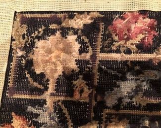 Floral Needlepoint Rug, black ground, 4’ x 6’ Asking $225
