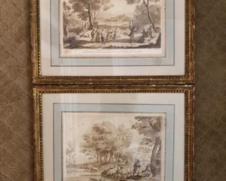 Pair of 18th Century Claude Boydell Mezzotint Prints after Drawings by Claude Lorrain - French Matted
14 1/2" H x 16 1/" w Asking $250 pair