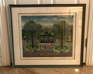 Michel Delacroix Lithograph on Japon Paper “Le Kiosque”; Signed and numbered ( 120/150) lithograph on Japon paper framed and matted in perfect condition; 28”h x 32”w Asking $1000