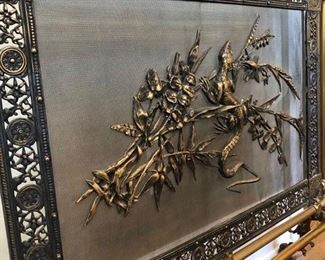 Antique Brass Fireplace Screen with Gecko/ Lizard, 19th C, Aesthetic Movement
41”h x 35”w x 12”d   Asking $1200