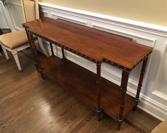 Hickory Chair “Kira” Walnut Console Table with faux bamboo legs
32 ¼”h x 59 ½”w x 19”d
Asking $450