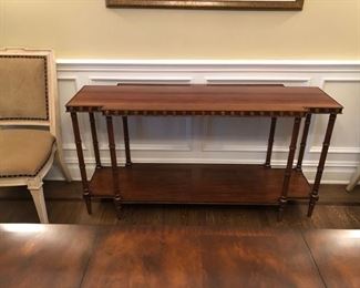 Hickory Chair “Kira” Walnut Console Table with faux bamboo legs
32 ¼”h x 59 ½”w x 19”d
Asking $450