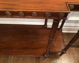 Hickory Chair “Kira” Walnut Console Table with faux bamboo legs
32 ¼”h x 59 ½”w x 19”d Asking $450