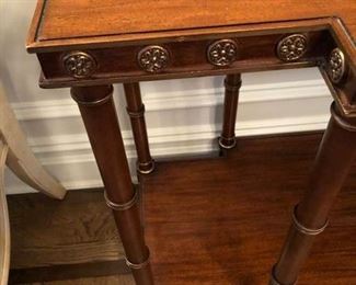 Hickory Chair “Kira” Walnut Console Table with faux bamboo legs
32 ¼”h x 59 ½”w x 19”d
Asking $450