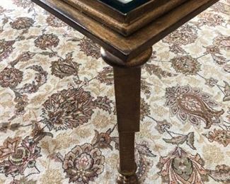 Kravet Furniture “Giselle” Antique Gold & Glass Cocktail Table; 54” L x 36”W x 19” h,
Condition: some use scratches on glass, small corner chip Asking $500