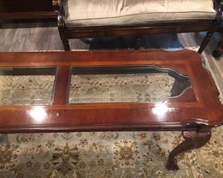Console Table with glass inserts
27”h x 50”l x16”d Asking $175