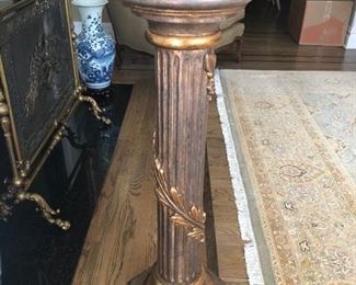 Gold Display Pedestal with winding leaf,
36 ½” h, top 11“d Asking $225