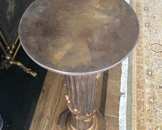 Gold Display Pedestal with winding leaf,
36 ½” h, top 11“d Asking $225