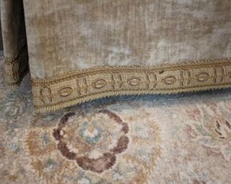 Pair single cushion, roll arm sofas, Chase Erwin fabric
55% cotton/45% Viscose, 36”h x 88”w x 36”d
Includes 2 coordinating fringed throw pillows each Asking $2800