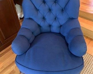 PAIR OF BLUE TUFTED CHAIRS $260 EA OR $500 PAIR