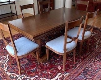 PRETTY NEOCLASSICAL REFRACTORY DINING TABLE AND 6 CHAIRS $1800