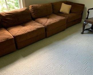 BROWN MICROFIBER SECTIONAL $250                                   13 FEET WITH 6 SECTIONS/3 CORNERS