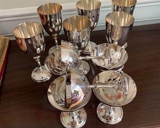 SET OF VINTAGE MEXICO PLATED CHAMPAGNE AND WINE GOBLETS  $100