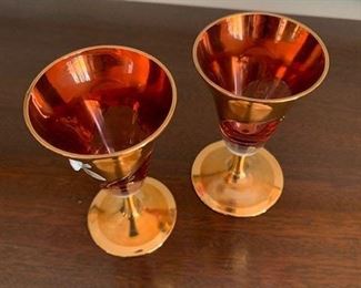 BOHEMIAN GLASS CORDIAL GLASSES 2 FOR $20