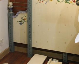Hand painted twin bed	
Head board, foot board, frame and rails. Does not include valance.
