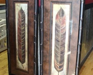 Large leaf art	
In wood frames that looks like bamboo (heavier than bamboo)