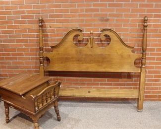 Full size headboard and side table	
Both are Heywood Wakefield. Have wear and tear - see photos