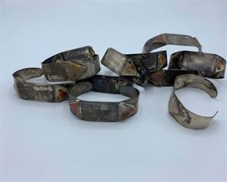 Eleven Sterling Hand Engraved Bracelets