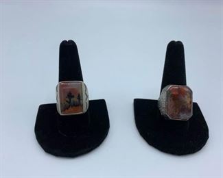 Large Mens Petrified Wood Rings