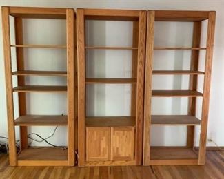 Three Piece Oak Bookshelves