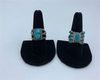 Two Vintage Turquoise Rings