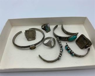Vintage Broken or Unfinished Silver Turquoise
