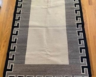 Vintage Navajo Block Shapes Double Saddle Blanket Rug