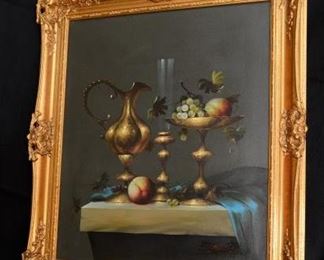 ORIGINAL STILL LIFE OIL PAINTING BY HUNGARIAN ARTIST JOZSEF MOLNAR https://ctbids.com/#!/description/share/409619
