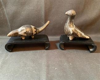 Asian Item 12	
Pair of 2- small ceramic etched figurines; Note: see photos for marks