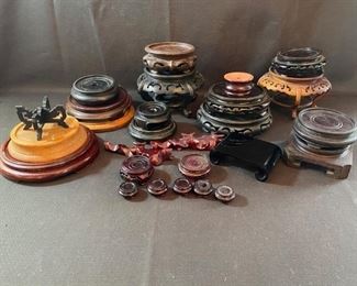 Asian Item 35	
Wooden pedestal lot of 27 miscellaneous sizes & shapes; Note: see photos