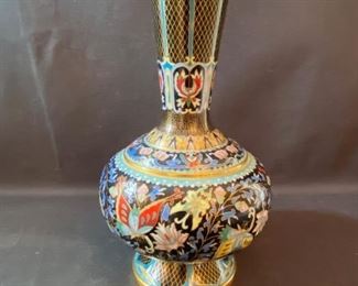 	Asian Item 46	
Metal Cloisonne 10" fluted vase; 
